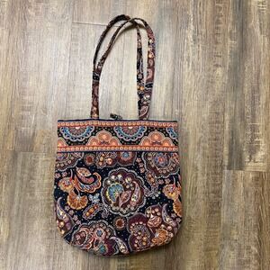 Vera Bradley Kensington Tote Bag Quilted Paisley Print Brown Shoulder Retired